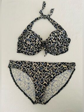 Sunseeker Women 2 Piece Swimsuit EUR 40D US 36D Multicolor Leopard Bikini Beach